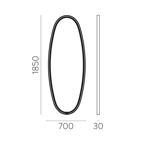 Miroir ovale avec lumière LED 3000k