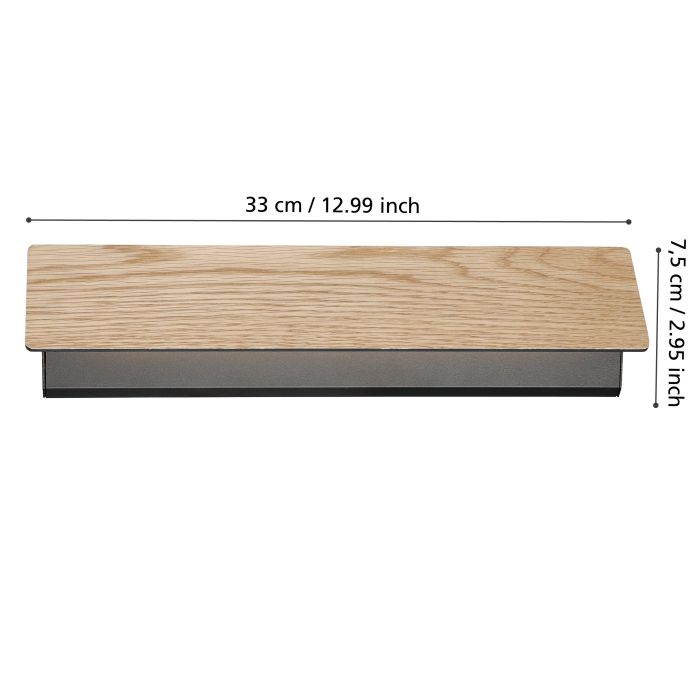 Load image into Gallery viewer, Aplique de Parede LED com Madeira e Aço Preto ZUBIALDE EGLO
