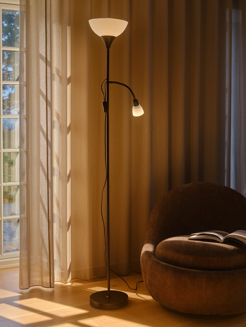 Carregue imagem no visualizador da galeriaCandeeiro de Pé com Duas Luzes Pretas LAURIA NORDLUX
