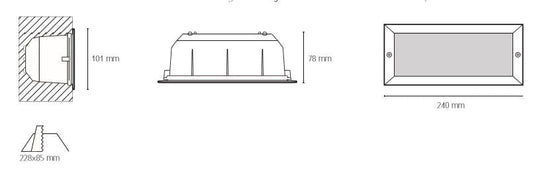 Projector de Parede Exterior de Encastrar Cinza Opalino Tromilux
