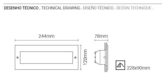 Projector de Parede Exterior de Encastrar Inox Tromilux