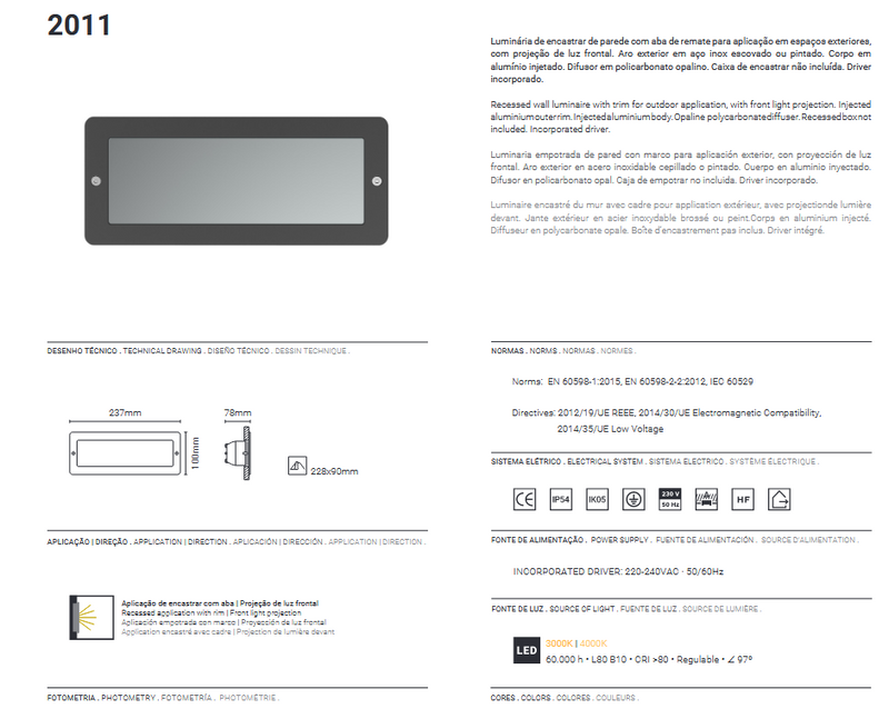 Load image into Gallery viewer, Projector de Parede Exterior de Encastrar Inox Escovado Tromilux
