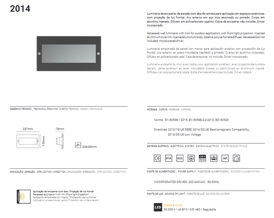 Projector de Parede Exterior de Encastrar Tromilux