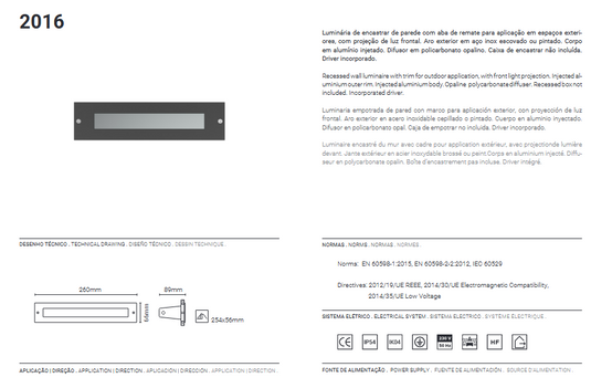 Projector de Parede Exterior de Encastrar Led 650Lm 3000K Tromilux