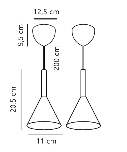 Candeeiro Suspenso com Dois Abat-jours Cónicos Preto Kelvis 2-Kit NORDLUX
