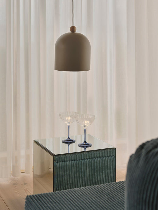 Pendente com Abajur Redondo e Detalhe em Madeira Gaston NORDLUX