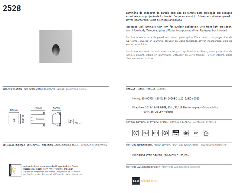 Μεταφόρτωση εικόνας στο πρόγραμμα προβολής γκαλερίProjector de Parede Exterior de Encastrar IP65 2528.003.2TL Tromilux 
