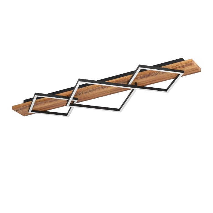 Load image into Gallery viewer, Candeeiro de Teto LED com Madeira Natural e Metal Preto BOYAL EGLO
