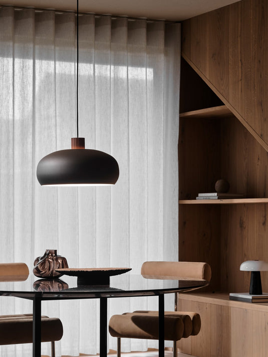 Candeeiro Suspenso em Madeira e Metal Preto AURELIO NORDLUX