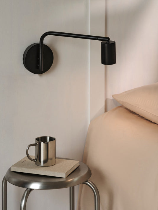 Aplique de Parede Preto com Braço Rotativo e Cabeça Ajustável Explore Long NORDLUX