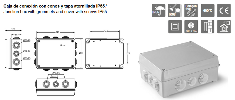 Load image into Gallery viewer, Waterproof junction box 310X240X125 IP55 Famatel with glands
