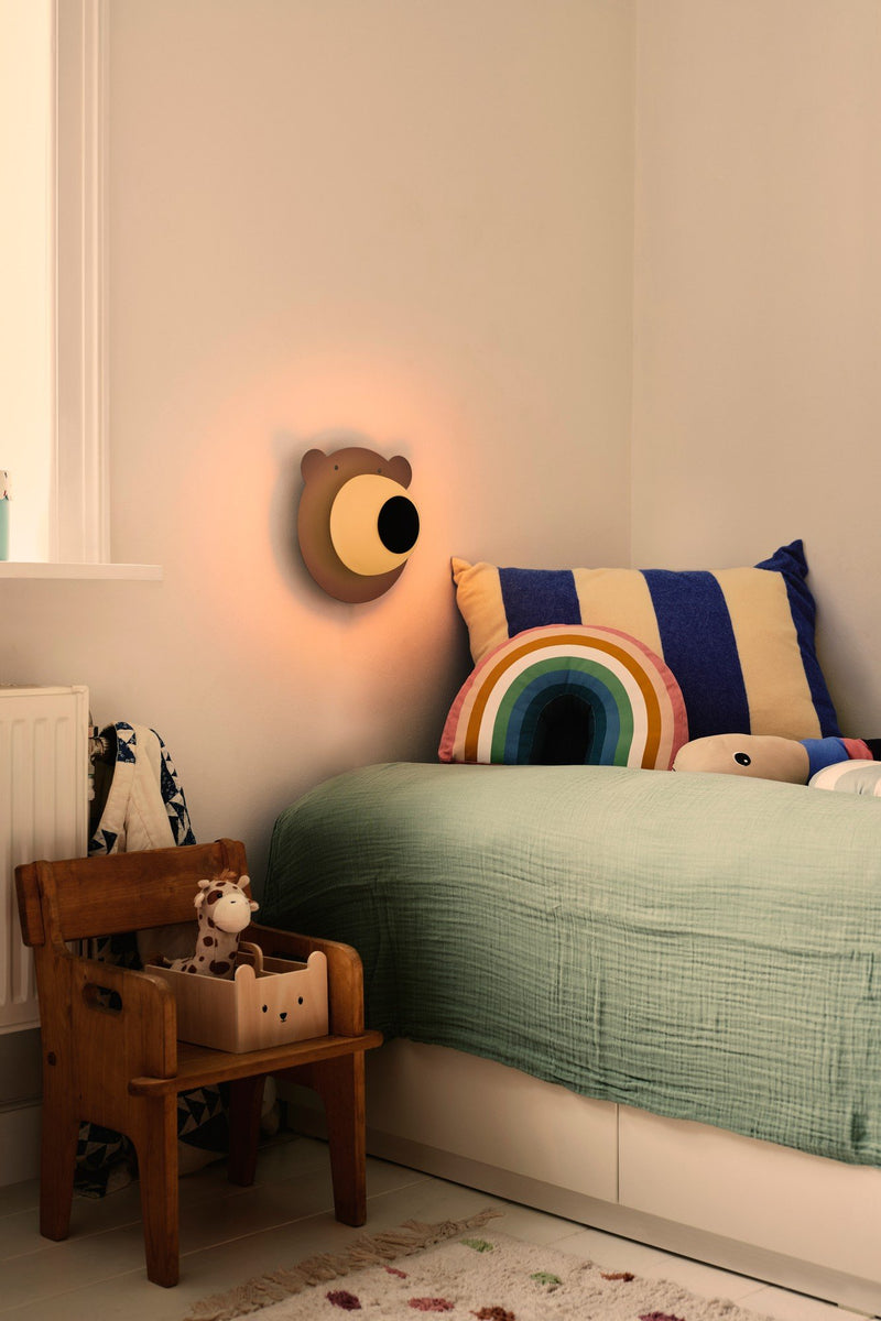 Carregue imagem no visualizador da galeriaAplique de Parede Infantil com Vidro Opalino BRUNA BEAR NORDLUX
