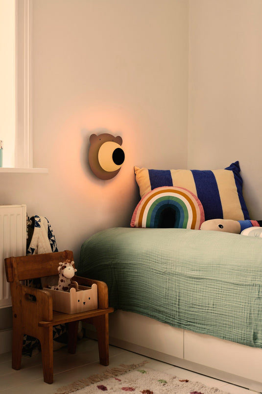 Aplique de Parede Infantil com Vidro Opalino BRUNA BEAR NORDLUX
