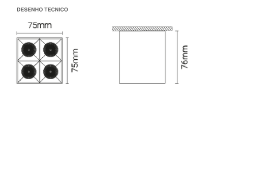 Luminária Saliente com Corpo em Alumínio para Interior Tromilux