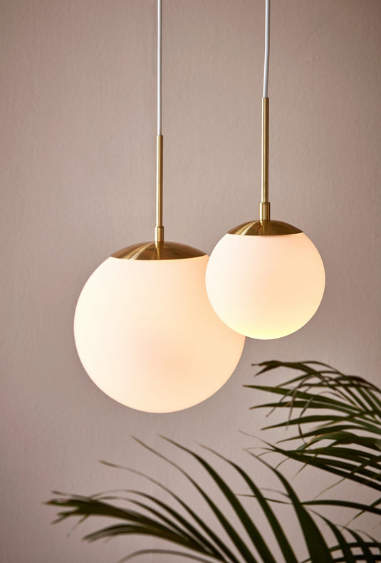 Candeeiro Suspenso em Latão com Vidro Opalino Branco Grant NORDLUX