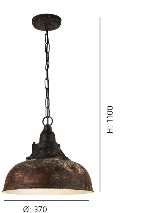 Candeeiro de teto suspenso Vintage Grantham 1 Ø 370mm castanho EGLO