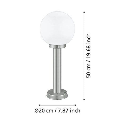 Candeeiro de Pé Exterior em Aço Inoxidável com Vidro Branco NISIA EGLO