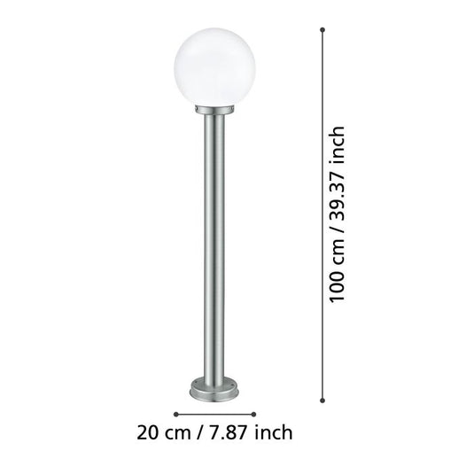 Candeeiro de Pé Exterior em Aço Inoxidável com Vidro Branco NISIA EGLO