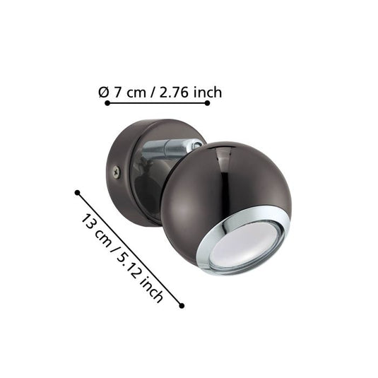 Foco LED de Parede e Teto em Metal Níquel Preto BIMEDA EGLO