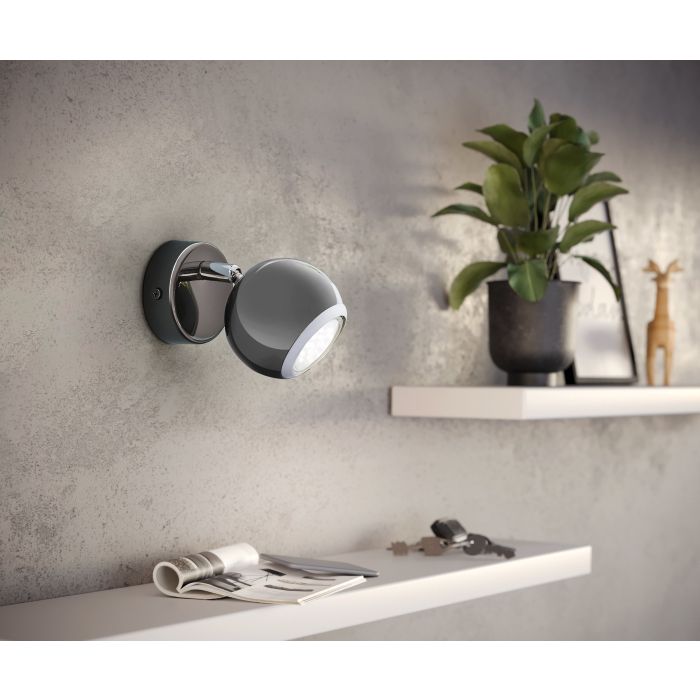 Cargue la imagen en el visor de la galería, Foco LED de Parede e Teto em Metal Níquel Preto BIMEDA EGLO
