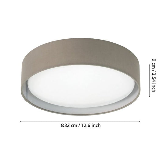 Candeeiro de teto com LED e abajur taupe PASTERI EGLO