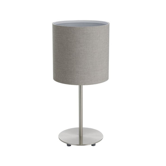 Candeeiro de Mesa com Base Níquel Mate e Abajur Cinza PASTERI EGLO