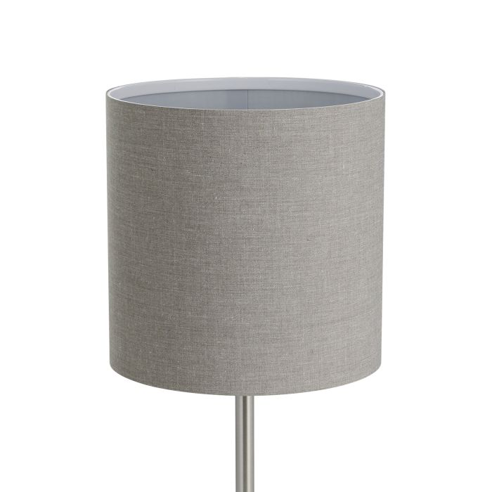 Cargue la imagen en el visor de la galería, Candeeiro de Mesa com Base Níquel Mate e Abajur Cinza PASTERI EGLO
