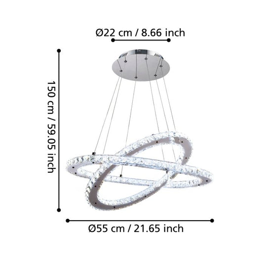 Candeeiro de Teto Suspenso VARRAZO com LED e Cristais Elegantes