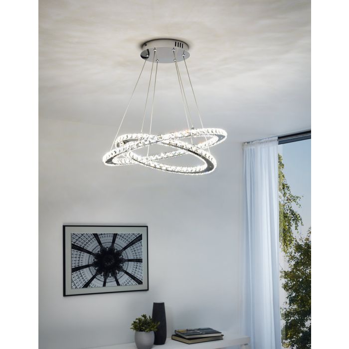 Load image into Gallery viewer, Candeeiro de Teto Suspenso VARRAZO com LED e Cristais Elegantes
