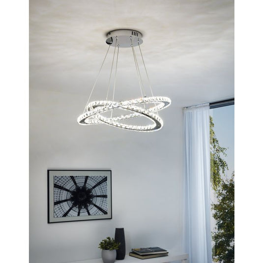 Candeeiro de Teto Suspenso VARRAZO com LED e Cristais Elegantes
