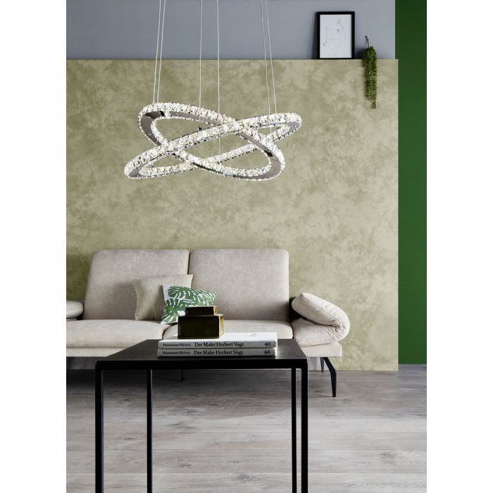 Load image into Gallery viewer, Candeeiro de Teto Suspenso VARRAZO com LED e Cristais Elegantes
