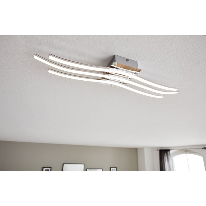 Cargue la imagen en el visor de la galería, Plafon LED em Metal Cromado com Três Perfis LED RONCADE EGLO
