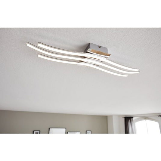 Plafon LED em Metal Cromado com Três Perfis LED RONCADE EGLO