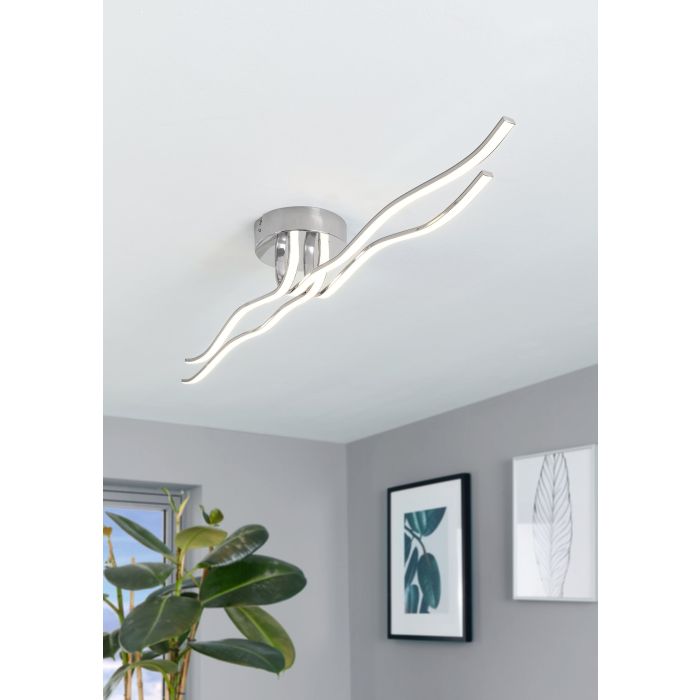Load image into Gallery viewer, Plafon LED com Quatro Perfis Curvados em Metal Cromado RONCADE EGLO
