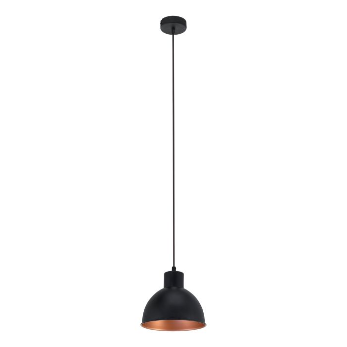 Load image into Gallery viewer, Candeeiro de Teto Suspenso TRURO 1 com Abajur Preto e Interior Cobre
