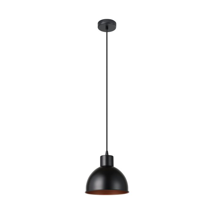Load image into Gallery viewer, Candeeiro de Teto Suspenso TRURO 1 com Abajur Preto e Interior Cobre
