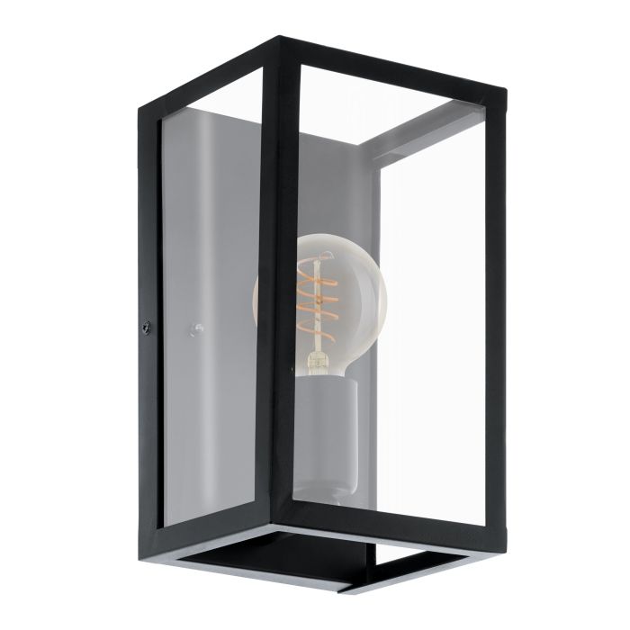 Carregue imagem no visualizador da galeriaAplique de Parede com Moldura de Metal Preto e Vidro Transparente CHARTERHOUSE EGLO
