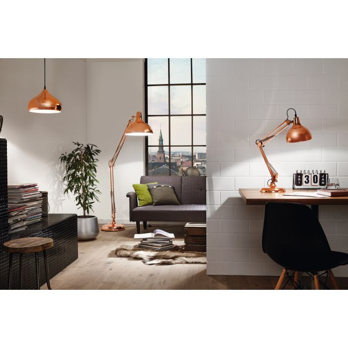 Carregue imagem no visualizador da galeriaCandeeiro de Mesa com Cabeça Ajustável em Metal Cobre BORGILLIO EGLO
