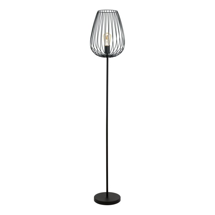 Carregue imagem no visualizador da galeriaCandeeiro de Pé NEWTOWN com Abajur Oval em Arame Preto - EGLO
