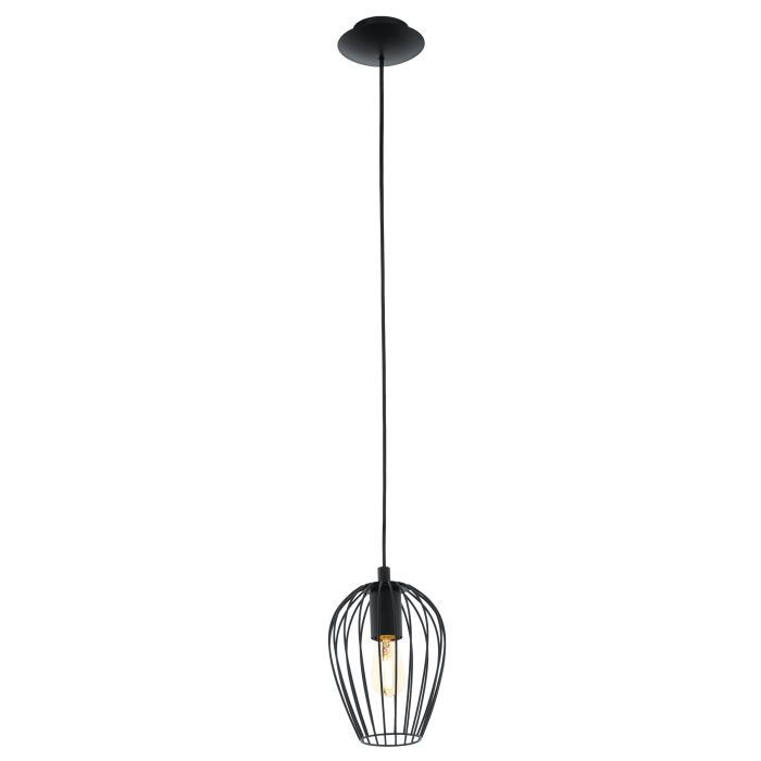 Carregue imagem no visualizador da galeriaCandeeiro de teto suspenso NEWTOWN com abajur oval em arame preto
