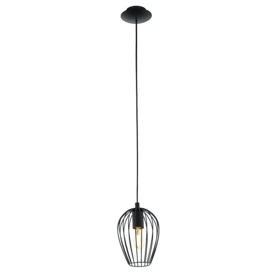 Candeeiro de teto suspenso NEWTOWN com abajur oval em arame preto