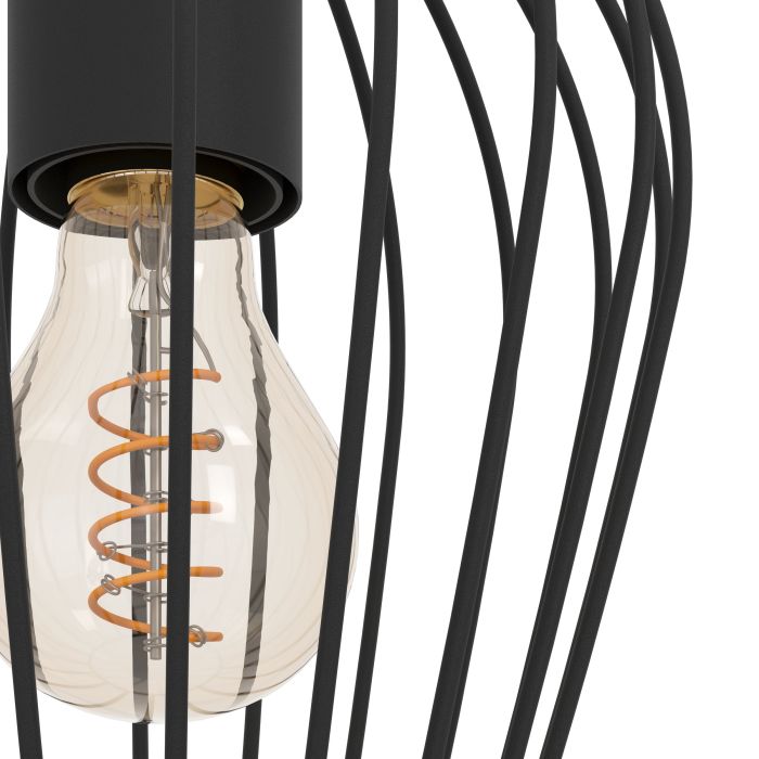 Carregue imagem no visualizador da galeriaCandeeiro de teto suspenso NEWTOWN com abajur oval em arame preto

