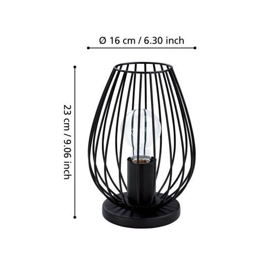 Candeeiro de Mesa com Abajur Oval de Arame Preto NEWTOWN EGLO