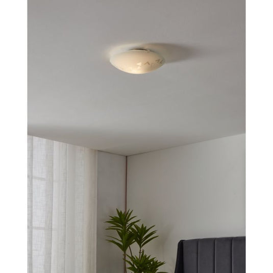 Plafon de Teto com Vidro Branco Acetinado e Metal MARS EGLO