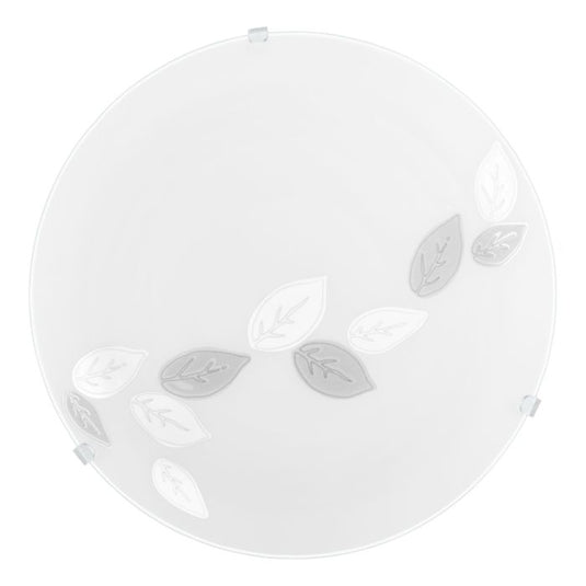 Plafon de Teto com Vidro Branco Acetinado e Motivo de Folhas MARS EGLO