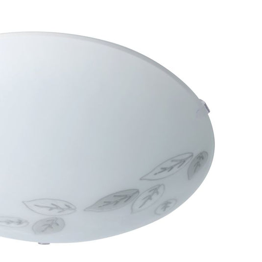 Plafon de Teto com Vidro Branco Acetinado e Motivo de Folhas MARS EGLO