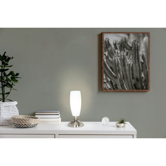 Candeeiro de mesa com vidro acetinado branco SLIM EGLO