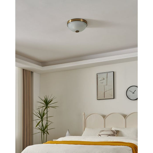Plafon de Teto com Abajur em Vidro Branco Acetinado IMPERIAL EGLO