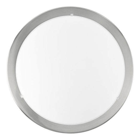 Candeeiro de Teto Redondo em Níquel Mate e Vidro Branco PLANET EGLO