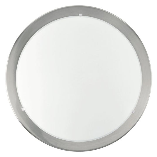 Candeeiro de Teto Redondo em Níquel Mate e Vidro Branco PLANET EGLO